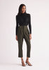 Paisie Cropped Button Detail Trousers in Army Green